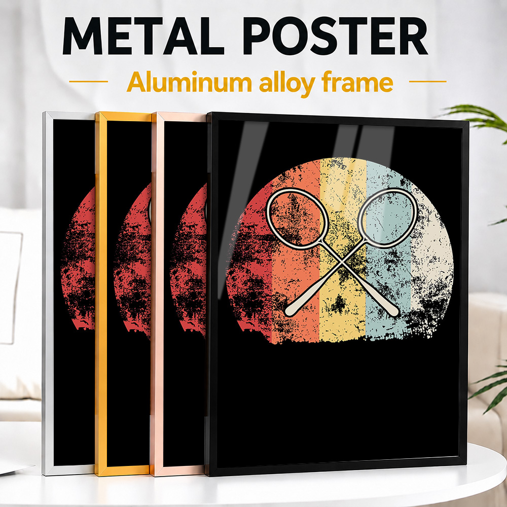 Badminton Photo - Badminton Vintage Gerahmtes Metallposter Personalisiertes Foto