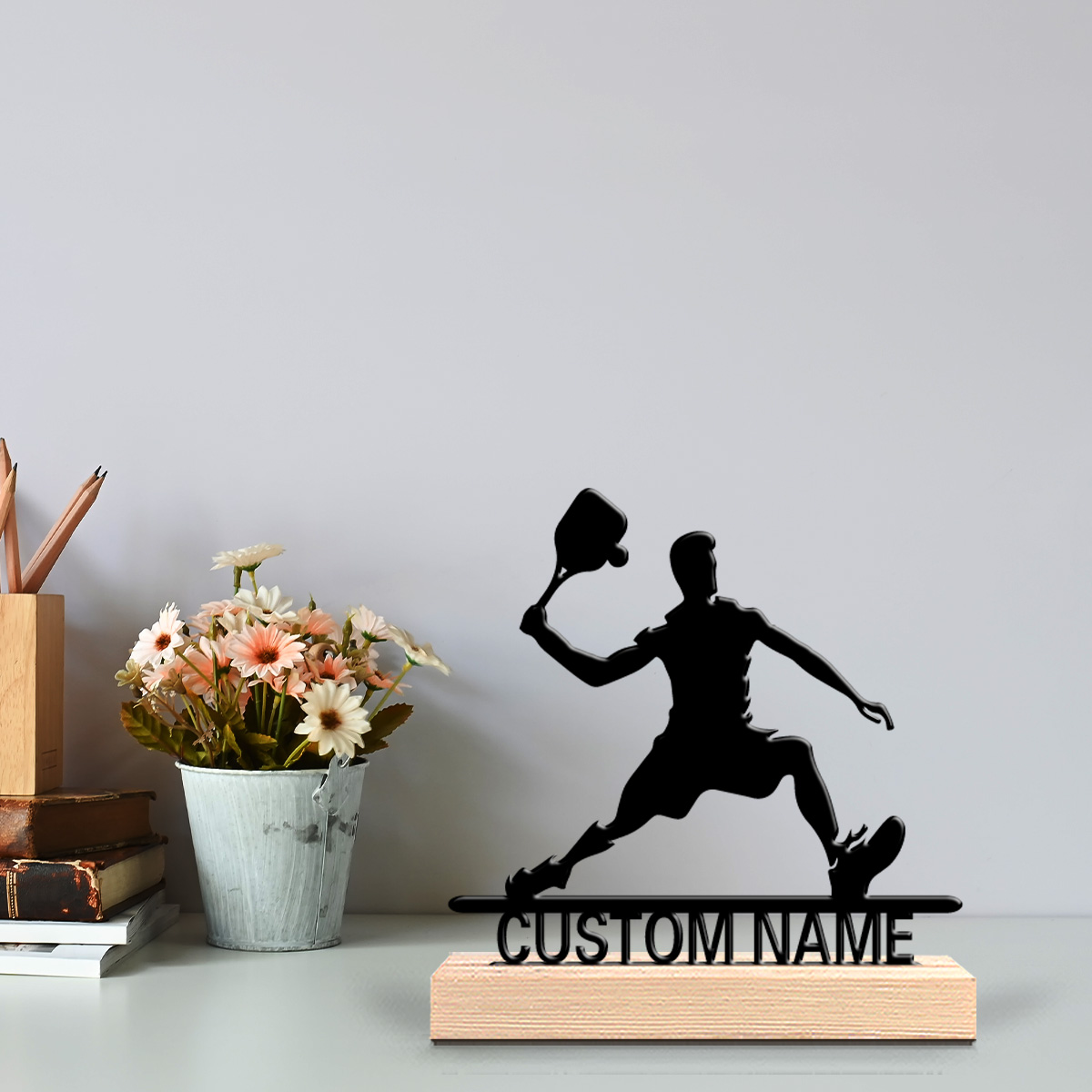 Badminton Photo - 1 Stück Personalisierte Badminton-Metallstatue, Naturinspirierte Schreibtischdekoration