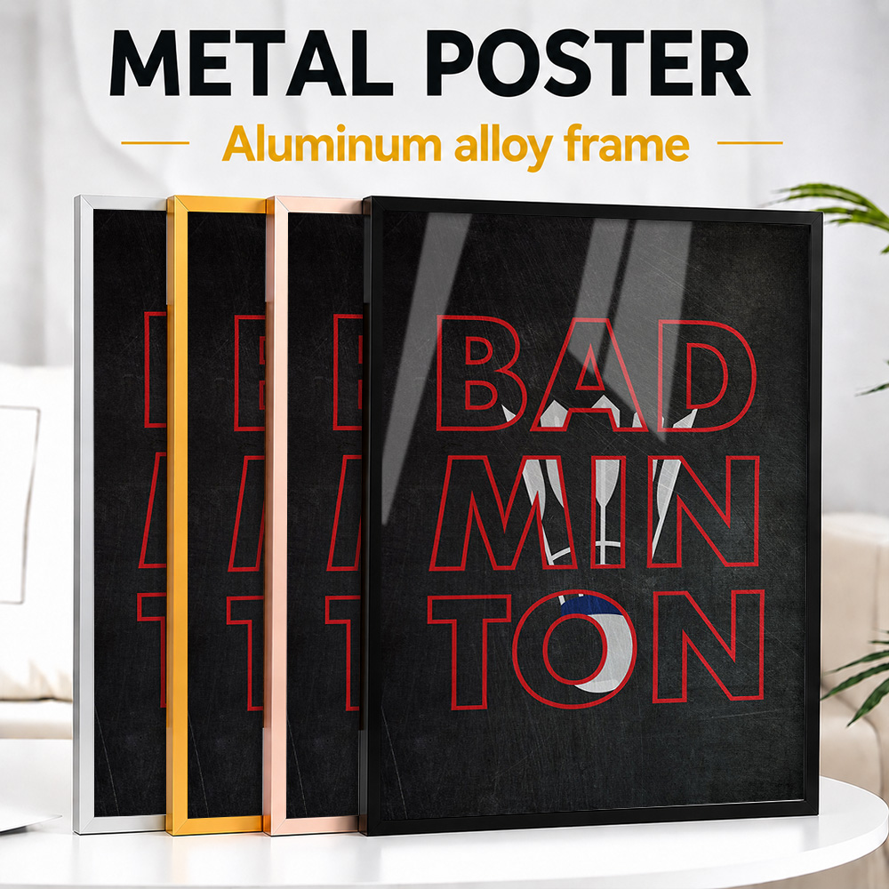 Badminton Photo - Badminton-Metallposter mit Aluminiumlegierungsrahmen, personalisiertes Foto, dynamischer
